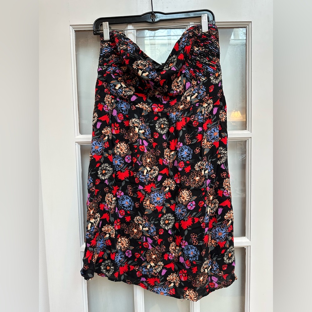 Vintage Torrid Y2K Chic Black Floral Garden Strapless Mini Dress Size 12 Large